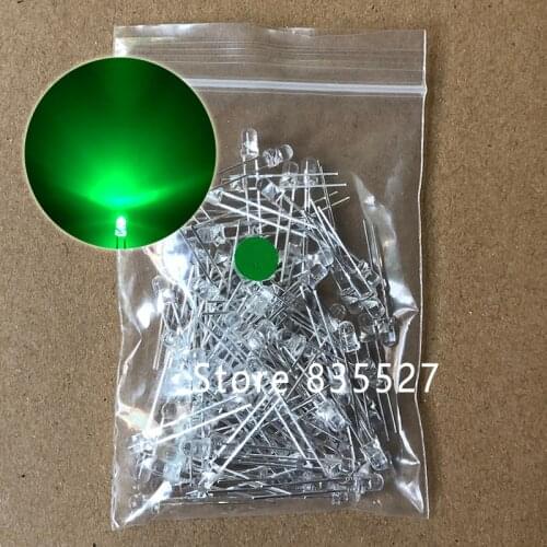 100PCS/LOT 3MM F3 round head water clear emerald green super bright LED light emitting diode lamp beads for DIY lights DIP