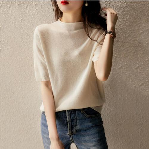 2021 Summer cashmere basic thin Sweater velvet Pullovers Women female fur thin half Turtleneck sweater knit Jumpers top jumper