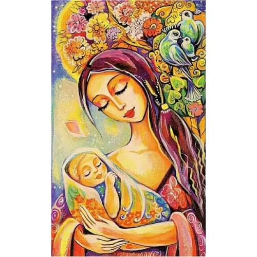 5D DIY Full Round/Square Diamond Painting Mother & Child 3D Embroidery Cross Stitch Rhinestone Mosaic Home Decor Art YY001
