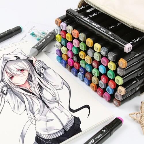 60 Colors Dual Tips Twin Marker Pen Alcohol Based Ink Markers Mark Pens with Carrying Case for Arts Crafting Poster Painting