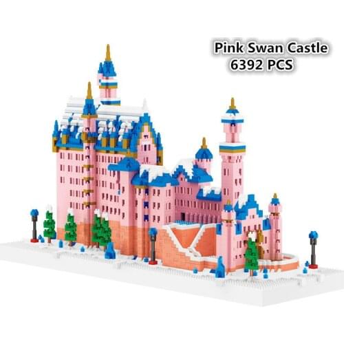 6392pcs World Famous Architecture Pink Swan Castle DIY Diamond Mini Building Micro City Blocks Brick Assembled Toy Kids Gift
