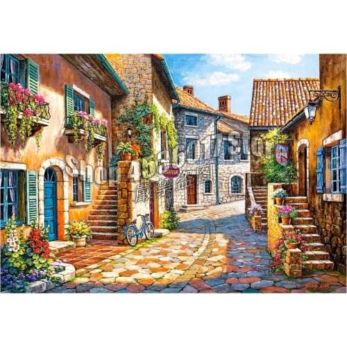 Rue de Village Full 5D DIY Diamond embroidery Architecture France Diamond Painting Cross Stitch Rhinestone Mosaic decoration