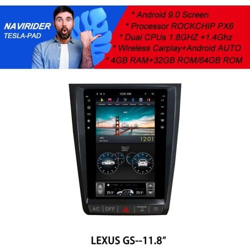 Car Radio GPS Navigation PX6 Tesla Audio Screen Android 9 Multimedia For Lexus GS350 GS300 GS400 GS430 GS460 GS Stereo Head Unit