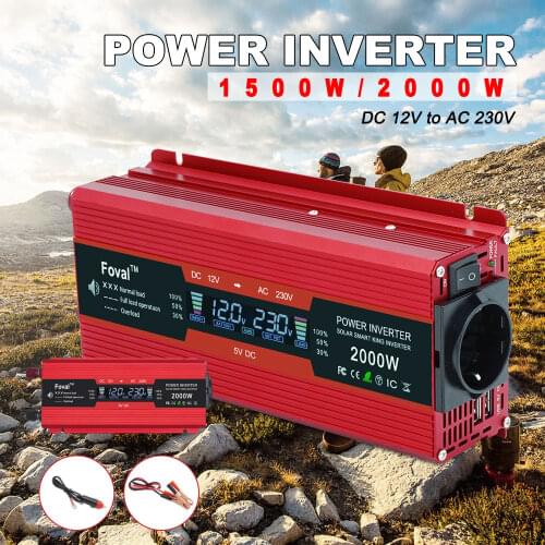 DC12V To AC 220V 2000W Full Power Inverter Modified Sine Wave LCD Display EU Plug Car Vehical Transformer Inversor 12v 220v