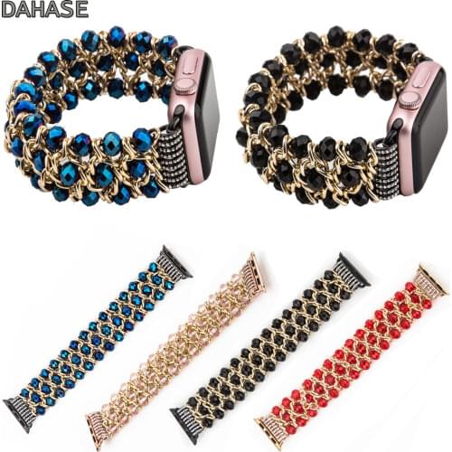 DAHASE Bling Beads Chain Stretch Bracelet for Apple Watch Band 38mm 42mm Strap for iWatch Series 1/2/3 Metal Jewelry Wristband