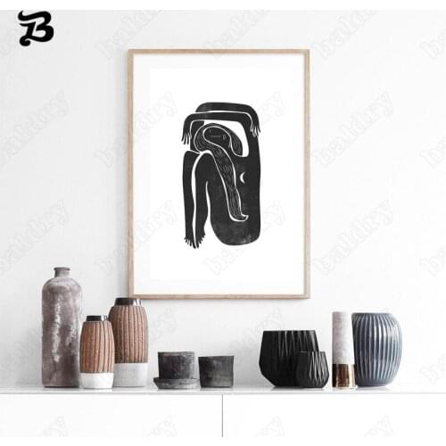 Black and White Minimalist Painting Female Portrait Abstract Figures Posters Art Prints Canvas Pictures Wall Art Home Decoration
