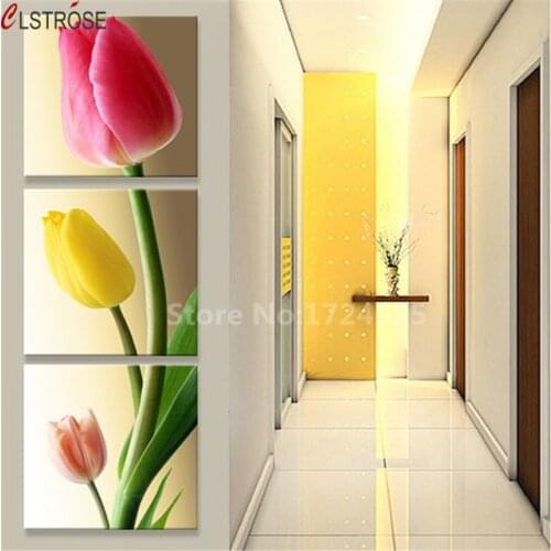 CLSTROSE 6 Style Available Modern Corridor Decor Flower Painting Canvas Printed Tulip Rose Flower Wall Pictures For Living Room