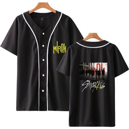Kpop StrayKids Stray Kids Baseball T Shirts Hip Hop Loose Short Sleeve Tshirt T Shirt fashion Harajuku T-shirt Tee Brand Clothes