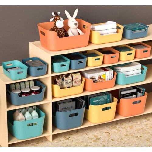 Home Desktop Cosmetic Storage Box Plastic Basket For Daily Miscellaneous Toys Snack Storage Basket Kitchen Office Storage