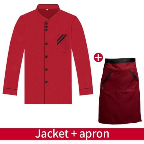 Breathable Kitchen Shirt Long Sleeve Chef Uniform Restaurant Chef Jacket+Apron Bakery Catering Cook Clothes Waiter Uniform