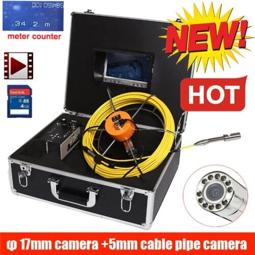 Sewer drain pipe inspection camera with DVR 7 Inch monitor with 17mm camera head pipe camera kit