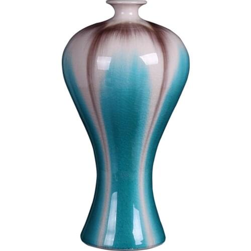 Crack-changing glaze vase of Jingdezhen ceramic antique kiln decoration of new Chinese style living room porch wine cabinet