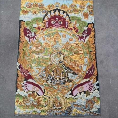 China old Tibet silk Thangka like hanging painting fengshui Tibetan Buddha statue