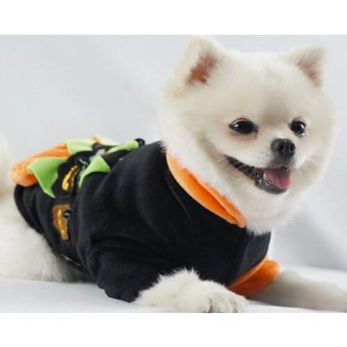Pet Halloween Funny Devil Pumpkin Cosplay Costume Puppy 2-legged Hooded Dog Clothes