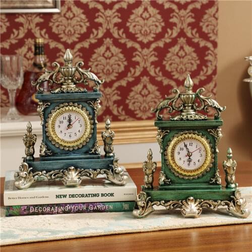 Nordic Creative Table Clock Resin Mute European Style Table Clocks Office Kitchen Mirror Crackle Christmas Home Decor QAB50TZ