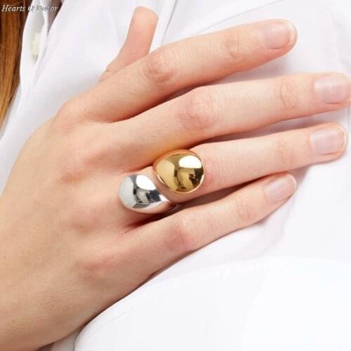 Brass Geo Two Tone Double Color Twist Leaf Statement Rings Punk Party Designer Club Party Gown Amazing Gift Trendy Top Jewelry