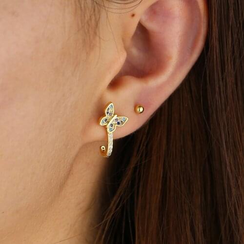 Micro pave cz cute lovely butterfly earring fashion adorable jewelry