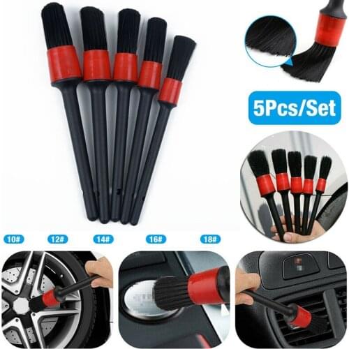 Black Car Cleaning brushes Kit Rim Set Soft Supplies Tool Washing 5Pcs