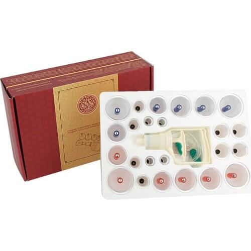 24 Cans Massage Cups Body Vacuum Cupping Set Magnetic Acupuncture Therapy Massage Suction Cup Chinese Medical Massage Kit