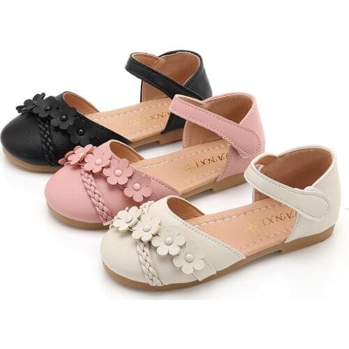 Newest Kids Casual Shoes Girls Fashion Leathers Sweet Children Breathable Sandal Toddler Soft Non-slip Flowers Performance Shoes