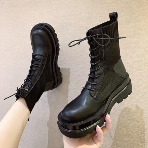 2021 winter new womens shoes fashion all-match high-heeled Martin boots with elastic thin boots short boots motorcycle boots