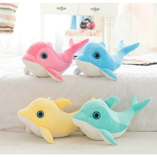 New Arrive 25CM Cute 4 Colors Dolphin Doll Cuddly Plush Toys Fish Pillow Birthday For Girl Child Gift