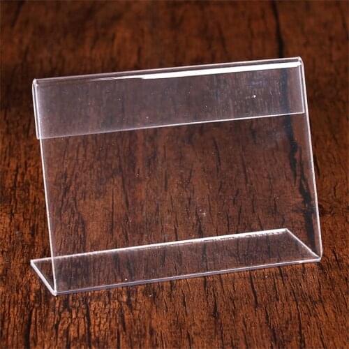 Wholesale 5*8cm commodity price tag L-type acrylic price card plastic shelf label display stand
