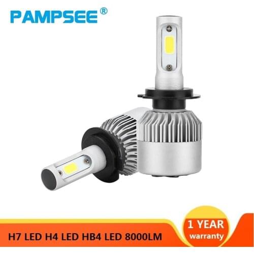 PAMPSEE H7 LED Turbo H4 Car Headlight Bulb COB H11/H8/H9 H1 H3 9005/HB3 9006/HB4 Hir2 H27 8000LM 6500K 12V 24V Auto Voiture