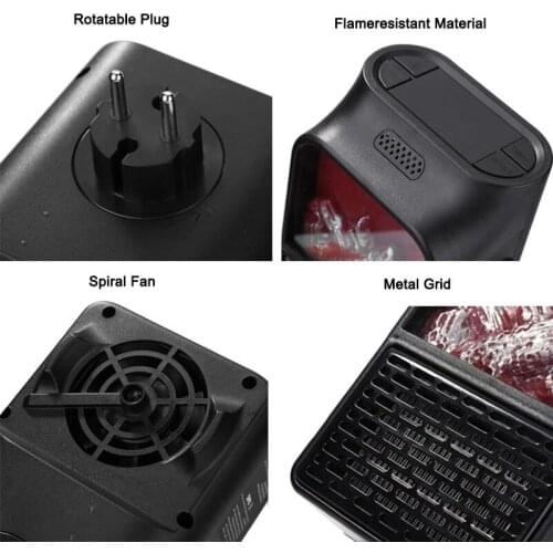 Portable Electric Heater Mini Heater Fake Charcoal Wall Handy Heating Stove Radiator Warmer Machine for Winter JS22