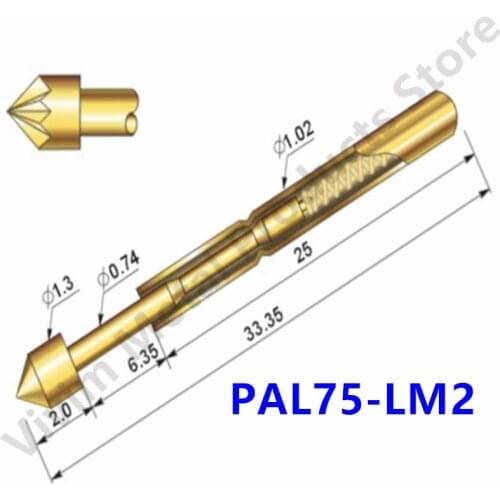 Durable Brass Spring Test Probe PAL75-LM2 Household Metal Spring Test Probe Sleeve Length 33.35mm Spring Test Probe 100 / PCS