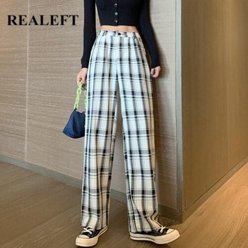 Женские брюки в клетку REALEFT China At AliExpress