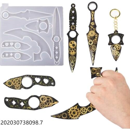 DIY Crystal Epoxy Resin Mold Keychain Finger Sleeve Defense Jewelry Mirror Silicone Mold Resin Casting Molds