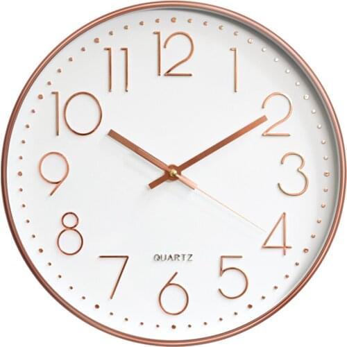 Modern Rose Gold Wall Clock, Creative Fashion Plastic Silent Non-Ticking Wall Clock For Home Office Kitchen, 12inch / 30cm