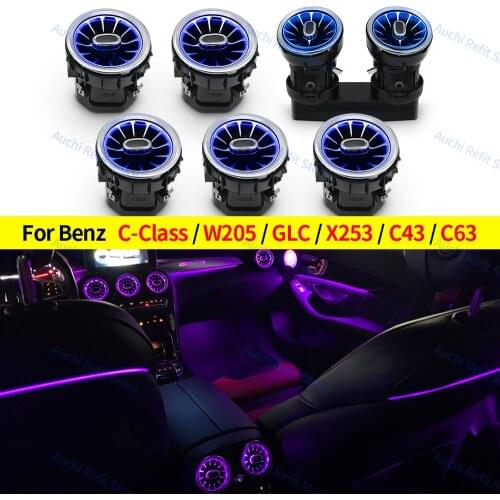 3/12/64 color car LED vent For Mercedes-Benz C/GLC class W205 X253 AMG c63 c43 turbo type neon light ambient light