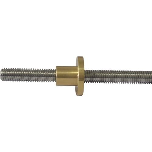 T16 16mm screw length 550mm pitch 4mm lead 304 stainless steel trapezoidal with brass copper nut 1pcs