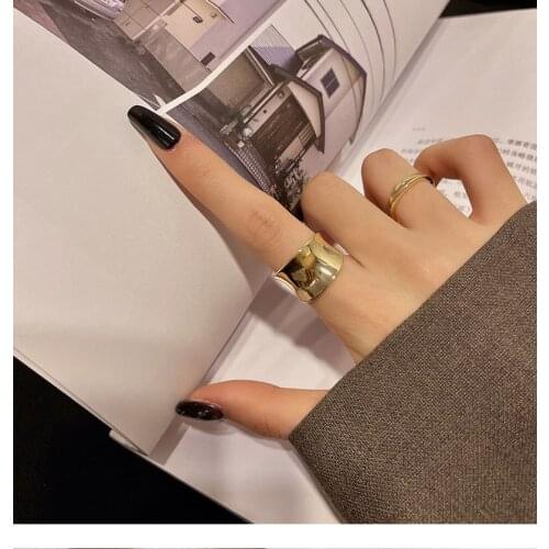 TIMEONLY Delicate 2 Pieces/set Wide Duble Layered Rings for Women Ladies Simple Rings Japan Fashion Party Gifts Accessories