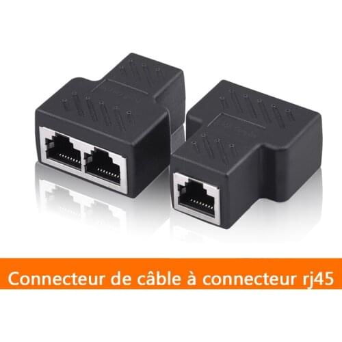 High-quality RJ45 Network Tee Head, Network Cable Connector To Connector, Network Interface, One-to-Two Interface Splitter