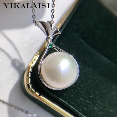 YIKALAISI 925 Sterling Silver Necklaces Jewelry For Women 11-12mm Oblate Natural Freshwater Pearl Pendants New Wholesales