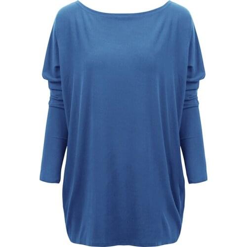 Women tshirt Long Casual Tops tunic Loose T-shirt Plus Size 3XL 4XL 5XL O Neck Batwing Long Sleeves Oversized Tunics Tees Shirts