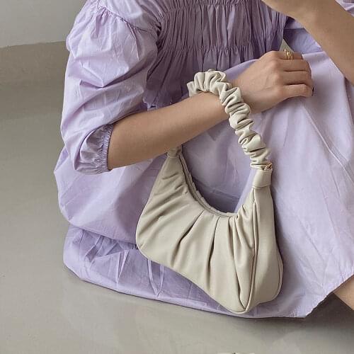 Shoulder Bag Women Folds Dumplings Bags Female Underarm Bag Handbags Purse Clutch Bag Fashion Crossbody Bag PU Leather Zipper