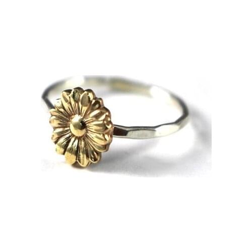 Vintage Gold Color Flower Rings for Women 925 Sterling Silver Cute Jewley for Girlfriend&Wife Gifts anillos mujer