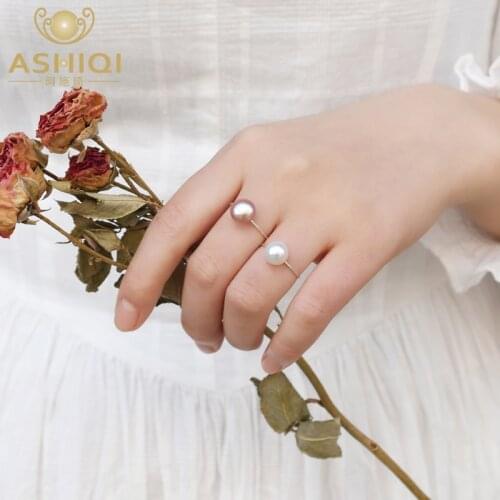 ASHIQI Natural Freshwater Pearl 925 Sterling Silver Ring korean for women 2020 New