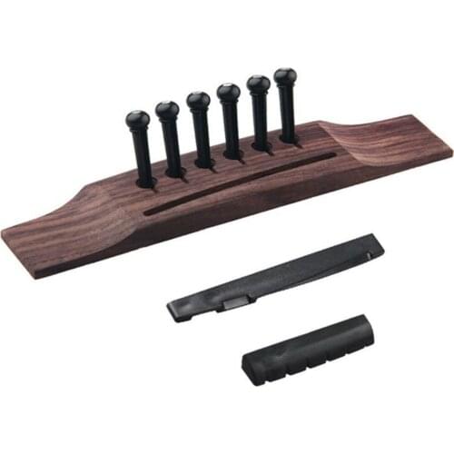 1 set of solid wood+plastic guitar bridge, pillow set, upper and lower pillows, string nails, guitar accessories