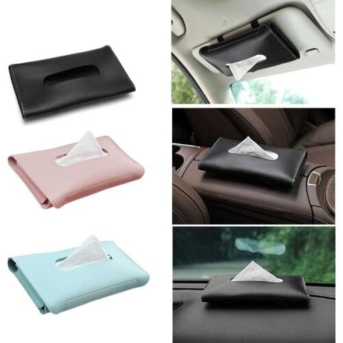 1 Pcs Car Tissue Box Towel Sets Car Sun Visor PU Leather Tissue Box Holder Auto Interior Storage Decoration Car Interior Accesso