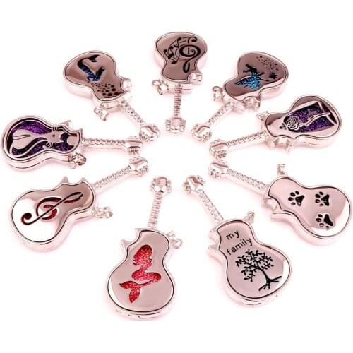 1pc Good Quality Guitar Locket Magnetic Open Pendant Diffuser Necklace