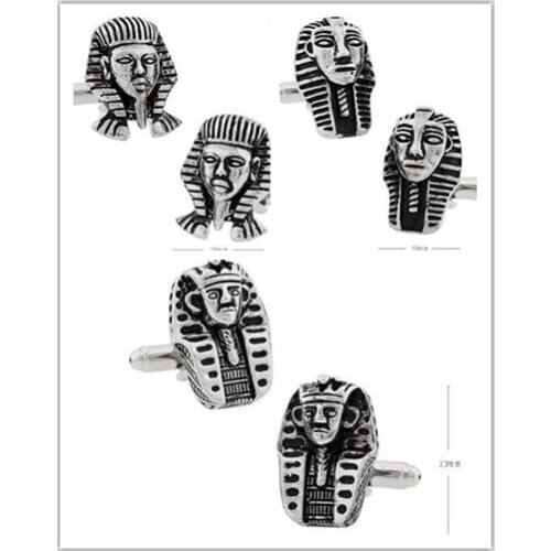 10pairs/lot Vintage Egyptian Pharaoh King Queen Cufflinks Retro Silver Color Cuff Links Mens Wedding Jewelry Gift Wholesale