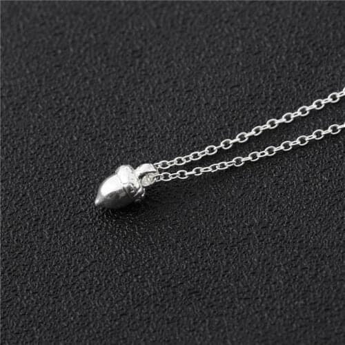 10PCS Tiny Acorn Pinecone Necklace Cute Mini Cartoon Oak Pine Cone Nature Forest Fruit Nut Tear Drop Pendant Chain Necklaces