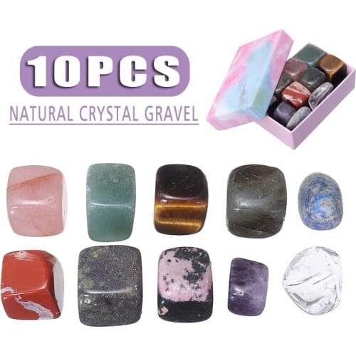 10pcs Natural Mineral Magical Stones Chakra Healing Stone Box Polishing Yoga Reiki Crystal Gravel Gift Home Decor