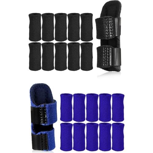 11Pcs/Set Finger Guard Sleeve Finger Splint Suit Adjustable Finger Support Splint for Trigger Finger Arthritis and Ligament Pain