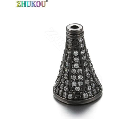 13*19mm Sparkling Brass Cubic Zirconia Bead Caps Supplies For Jewelry DIY Jewelry Bracelet Necklace Making, Model: VH9